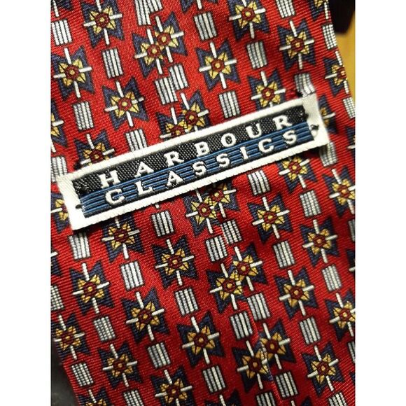 Harbour Classics nautical Silk tie red navy gold office formal business - Picture 2 of 3